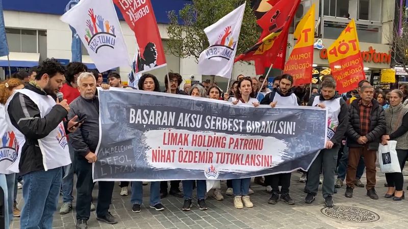 Sendikac� Ba�aran Aksu ve Do�ukan Akan'�n tutuklanmas� protesto edildi