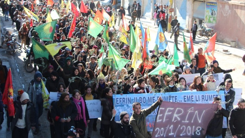 Rojava halkları Efrîn için alanlarda: İşgalcileri yeneceğiz